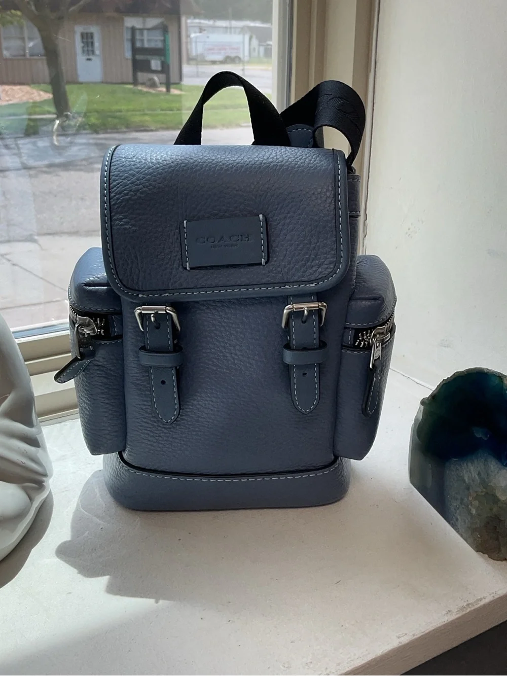 Coach NWT Sprint Sling Pack Leather Crossbody Backpack Light Denim Leather